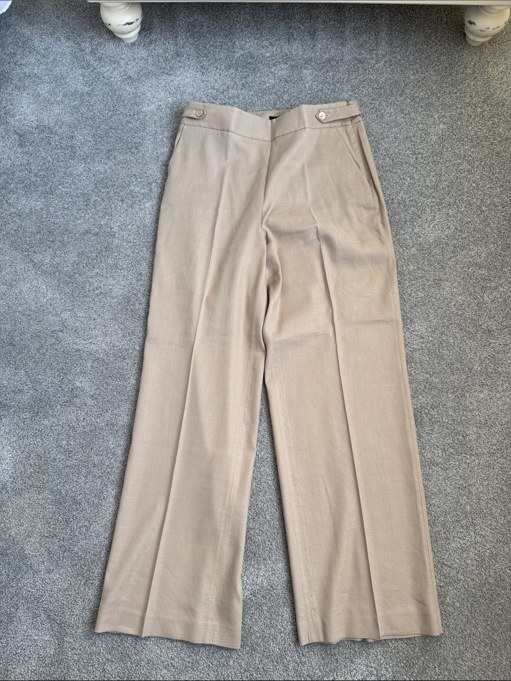 Talbots Neutral Wide-Leg High-Rise Pants in Beige-Taupe